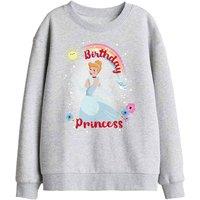 Disney Cinderella Birthday Princess Kids Sweatshirt, Athletic Heather in Light Grey | Size: 7-8 Years