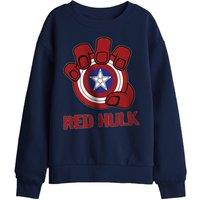 Marvel Captain America Red Hulk Shield Kids Sweatshirt, Navy | Size: 7-8 Years
