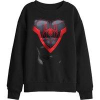 Marvel Spiderman Miles Morales Costume Kids Sweatshirt, Black | Size: 12-13 Years
