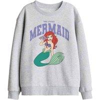 Disney Little Mermaid Collegiate Kids Sweatshirt, Athletic Heather in Light Grey | Size: 12-13 Years