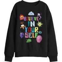 Disney Inside Out 2 Believe In Yourself Kids Sweatshirt in Black | Size: 5-6 Years