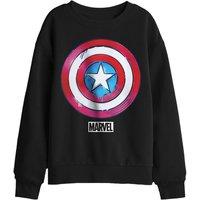 Marvel Captain America Drip Shield Kids Sweatshirt, Black | Size: 12-13 Years