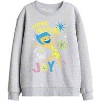 Disney Inside Out 2 Joy Think Positive Kids Sweat, Athletic Heather in Light Grey | Size: 12-13 Years