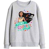 Disney Pocahontas Colours Of The Wind Kids Sweat, Athletic Heather in Light Grey | Size: 7-8 Years