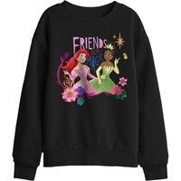 Disney Princess Ariel & Tiana Friends Are Magic Kids Sweat, Black | Size: 7-8 Years