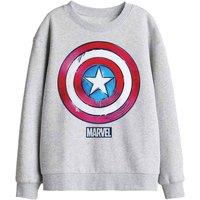 Marvel Captain America Drip Shield Kids Sweatshirt, Athletic Heather in Light Grey | Size: 12-13 Years