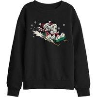 Disney Mickey Mouse & Minnie Sledding For Christmas Kids Sweat, Black | Size: 7-8 Years