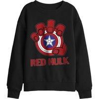 Marvel Red Hulk Shield Kids Sweatshirt, Black | Size: 7-8 Years