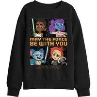 Star Wars Young Jedi Adventure Among The Stars Kids Sweatshirt, Black | Size: 12-13 Years