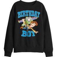Disney Toy Story Birthday Woody & Buzz Kids Sweatshirt, Black | Size: 7-8 Years
