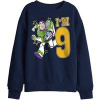 Disney Toy Story Birthday Buzz I'M 9 Kids Sweatshirt, Navy | Size: 5-6 Years