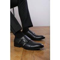 Where's That From Men's 'Nick' Formal Keith Buckle Twin Monk Shoes in Black | Size: 8