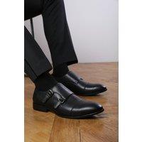 Where's That From Men's 'Nick' Formal Keith Buckle Twin Monk Shoes in Black | Size: 9