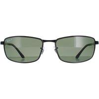 Ray-Ban Men's Rectangle Black Polarized Green Sunglasses