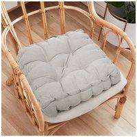 Living and Home Garden Armchair Cotton-Linen Cushion Chair Pad with Handle in Light Grey