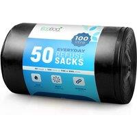 ECOBAG NOT ALL BAGS ARE EQUAL 50 Pack Extra Strong Heavy Duty Sacks - 100L / 30 Microns (Black) in Black