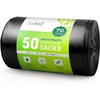 ECOBAG NOT ALL BAGS ARE EQUAL 50 Pack Extra Strong Heavy Duty Sacks - 70L / 33 Microns (725 x 850mm) in Black