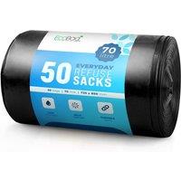 ECOBAG NOT ALL BAGS ARE EQUAL 50 Pack Extra Strong Heavy Duty Sacks - 70L / 30 Microns (Black) in Black