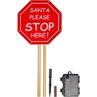 Netagon Outdoor LED Festive Christmas Light Up Santa Stop Here Sign with Timer & Battery Operation in Red