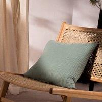 Yard Lark Muslin 100% Cotton Plain Cushion in Pale Green | Size: 45 cm x 45 cm
