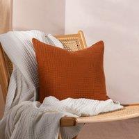 Yard Lark Muslin 100% Cotton Plain Cushion in Burnt Orange | Size: 45 cm x 45 cm