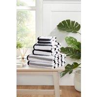 Rapport Home Amalfi 6 Piece Cotton Towels Bale Set Striped Soft Quick Dry Absorbent in Black