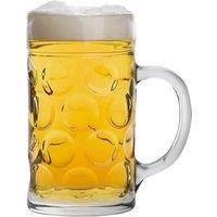 Rink Drink German Beverage Stein Glass - 1.3L (2 Pint) Large Dimpled Tankard in Clear