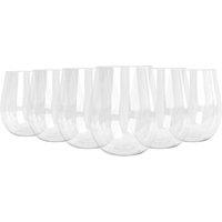 Argon Tableware 600ml Plastic Wine Glasses - Set of 6 - Reusable Stemless Drinking Cups in Clear