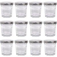 Argon Tableware 30ml Glass Jam Jars - Set of 12 - Empty Screw Top Preserving Jar in Silver