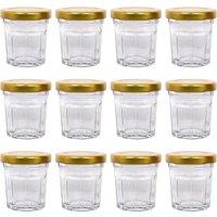 Argon Tableware 30ml Glass Jam Jars - Set of 12 - Empty Screw Top Preserving Jar in Gold