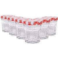 Argon Tableware 30ml Glass Jam Jars - Set of 6 - Empty Screw Top Preserving Jar in Red