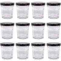 Argon Tableware 30ml Glass Jam Jars - Set of 12 - Empty Screw Top Preserving Jar in Black