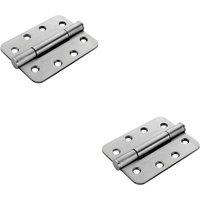 Loops 2x PAIR 100 x 75 x 3mm Concealed 14 Bearing Hinge Satin Steel Rounded Edge in Metallics