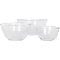 Harbour Housewares Glass Mixing Bowl Set - 3 Sizes - Deep Kitchen Baking Cooking Bowls in Clear