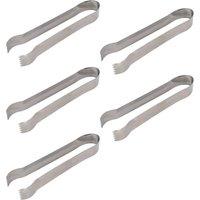 Rink Drink 5x Stainless Steel Ice Tongs - 17cm - Kitchen Party Serving Pincers in Silver | Size: 5 Pack