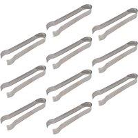Rink Drink 10x Stainless Steel Ice Tongs - 17cm - Kitchen Bar Serving Pincers in Silver | Size: 10 Pack