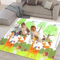 Kidoola Reversible Large Baby Play Mat, Giraffe & Road in Natural | Size: 200 cm x 100 cm
