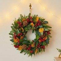 Shatchi 24-Inch Orange & Berry Christmas Wreath - Christmas Decoration in Green