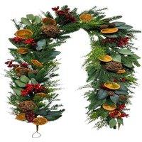 Shatchi 6ft/1.8m Orange & Berry Christmas Garland - Christmas Decoration in Green