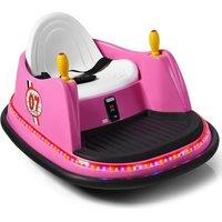 Gymax Electric Kids Bumper Ride On Car With Flashing Lights & Remote Control in Pink