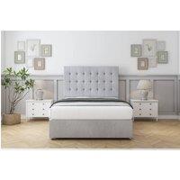 Sloomy Alabama Naples Divan Bed Base No Drawers - 26 Strutted Headboard in Silver | Size: Double
