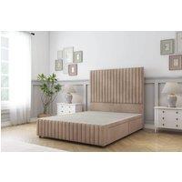 Sloomy Madison Naples Divan Bed Base No Drawers With 26 Strutted Headboard & 12 Matching Footboard in Light Brown | Size: Super King