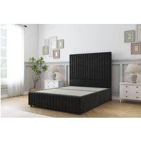 Sloomy Madison Plush Divan Bed Base 2 Drawers Left Side With 26 Strutted Headboard & 12 Matching Footboard in Black | Size: Small Double