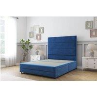 Sloomy Monaco Plush Divan Bed Base No Drawers With 26 Strutted Headboard & 12 Matching Footboard in Navy | Size: Small Double