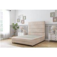 Sloomy Monaco Naples Divan Bed Base No Drawers With 26 Strutted Headboard & 12 Matching Footboard in Light Sand | Size: Small Double