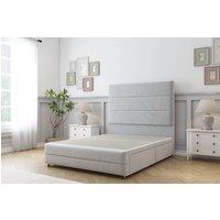 Sloomy Monaco Plush Divan Bed Base 2 Drawers Left Side With 26 Strutted Headboard & 12 Matching Footboard in Silver | Size: Super King