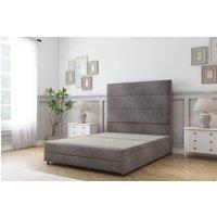 Sloomy Monaco Naples Divan Bed Base 2 Drawers Left Side With 26 Strutted Headboard & 12 Matching Footboard in Grey | Size: Small Double