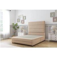 Sloomy Monaco Plush Divan Bed Base 2 Drawers Right Side With 26 Strutted Headboard & 12 Matching Footboard in Stone | Size: Super King