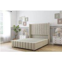 Sloomy Melbourne Plush Divan Base No Drawers-54 Wingback 12 Footboard in Cream | Size: Super King