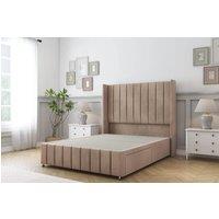 Sloomy Melbourne Naples Divan Base No Drawers-54 Wingback 12 Footboard in Light Brown | Size: Super King